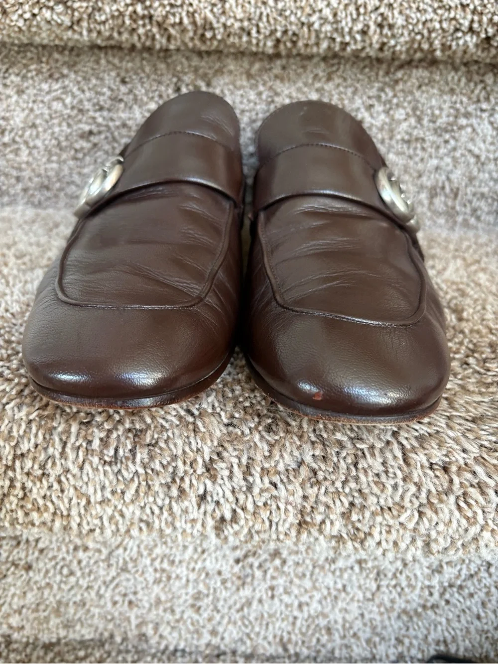 Gucci Marmot Men’s Dark Brown Leather Double GG Penny Loafers